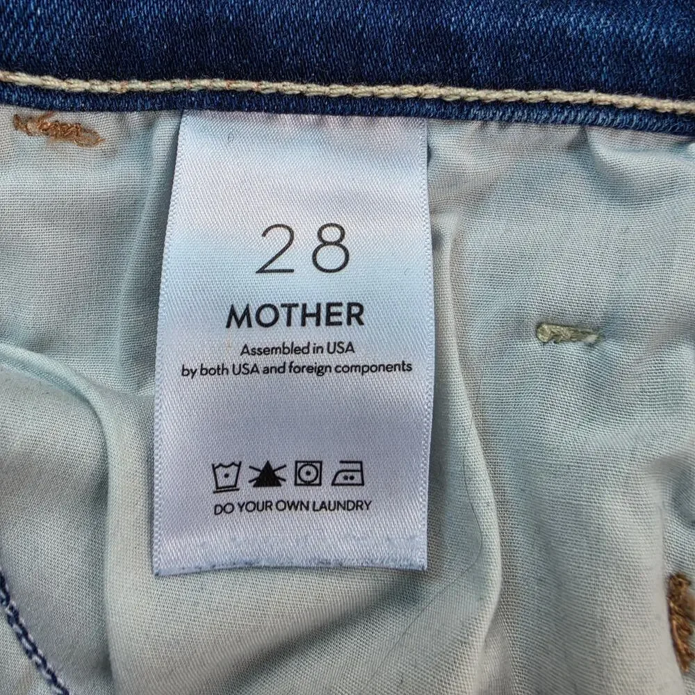 MOTHER Denim Hustler High Rise Flare Jeans Frayed Hem 28 / 6